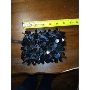 Vintage Black Paillette Sequin Coin Purse Mini Pouch Wristlet Small Disco Bag